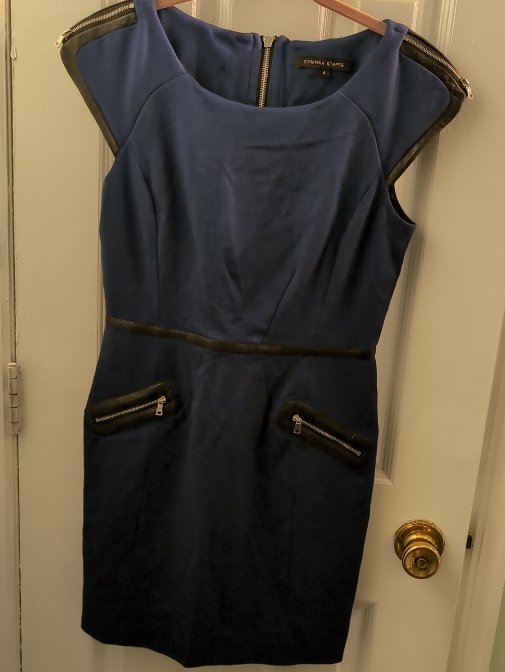 Cynthia Steffe Royal Blue Sheath Dress with Black Trim